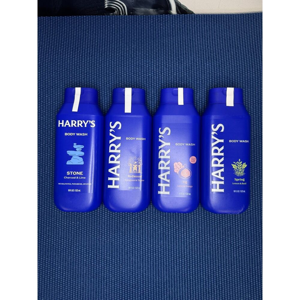 Harry's Men's Body Wash Variety 4-Pack Stone Redwood Fig Spring 18oz New